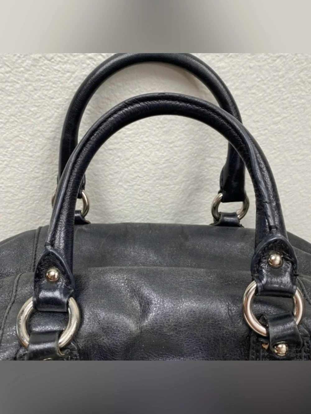 Coach Womens Black Leather Silver Hardware Satchel Classic Bag Purse Streetwear